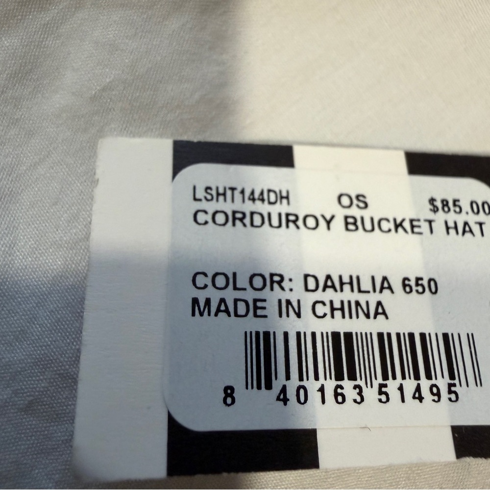 NWT Lele Sadoughi Pink Corduroy Bucket Hat. So cute!! With Striped Dust Bag - Picture 11 of 12